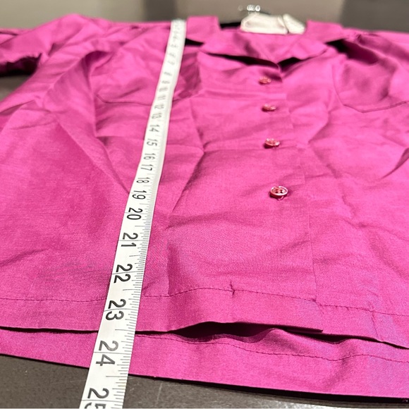 Vintage Satin Purple Short Sleeve Button Down Blouse, Romantic, Size 10 Medium - Picture 4 of 6